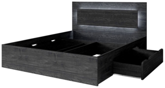 Lomadox Bettgestell TORTONA-166, Doppelbett 180x200cm, Esche, mit Schubladen & Beleuchtung