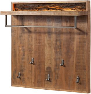 Wandgarderobe Akazie 88x25x88 natur lackiert BARK #119