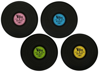 HAC24 Platzset Tischset Vinyl Schallplatte Platzmatte Rund Tisch Untersetzer, (Set, 4-St), Ø 39 cm