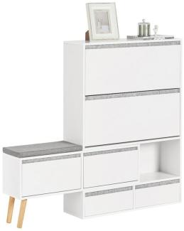 SoBuy Schuhschrank FSR134 Schuhablage mit 2 Klappen, 2 Türen und 2 Schubladen Flurschrank