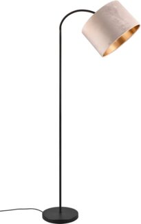 my home Stehlampe JOSIE, Stehleuchte 156cm, mit Fußschalter exkl 1x E27 Leuchtmittel, Ein-/Ausschalter, Leuchtmittel wechselbar, warmweiß - kaltweiß, gebogene Stehlampe Wohnzimmer mit Samtschirm Ø 35cm beige / innen gold