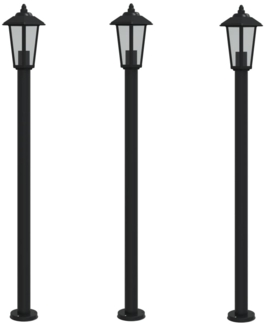 vidaXL Wegeleuchten 3 Stk. Schwarz 120 cm Edelstahl 4006388