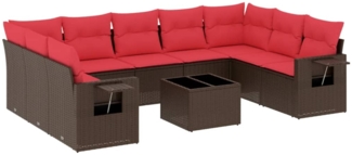 vidaXL 10-teiliges Gartensofa-Set mit Kissen, braun, Polyrattan 3220613