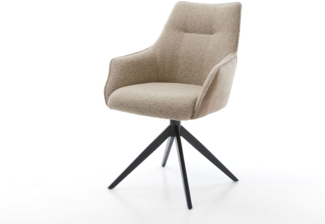 Drehstuhl Alja-Flex mit Armlehnen Materialmix Schlamm Kreuzgestell breit Schwarz 360° drehbar Wippfunktion Taschenfederkern