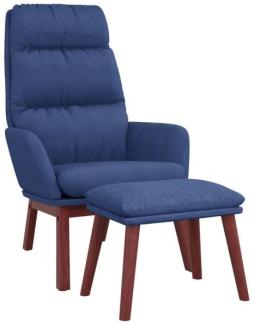 Relaxsessel mit Hocker Blau Stoff [3097567]