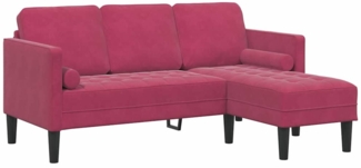 vidaXL Sofa Set Weinrot 173 x 131 x 67 cm Samt 42001930