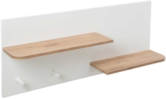 Wandgarderobe Pauline , Echtholz, Holz, Holzwerkstoff , Weiß, Holzfarben , 94 x 38 x 17 cm