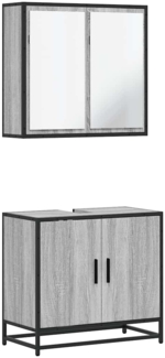 vidaXL 2-tlg. Badmöbel-Set Grau Sonoma Holzwerkstoff 3300888