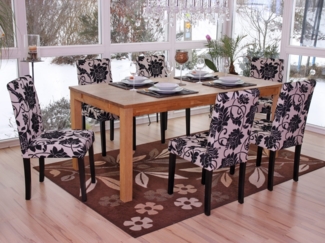 6er-Set Esszimmerstuhl 'Littau' Textil, jacquard, dunkle Beine
