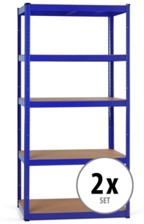 Stagecaptain Schwerlastregal Lagerregal - 5 variabel montierbare Böden - auch als Werkbank umbaubar, 2er Spar-Set 2-tlg, Tragkraft pro Boden: 175 kg, gesamt 875 kg