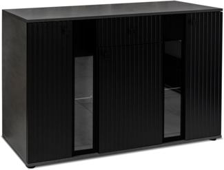AX LIVING Formilo Sideboard Kommode grau Matera schwarz Rillen 140,4cm