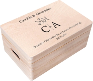 Creative Deco Holzkiste Geschenk zur Hochzeit, Erinnerungsbox Natur 30 x 20 x 14 cm