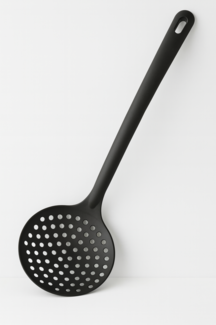 Schaumlöffel schwarz | 12 Stück Küchenhelfer | Praktisches Küchenutensil zum Abschöpfen und Abtropfen