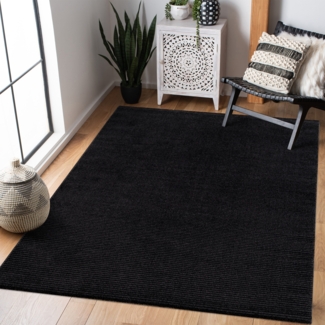 Teppich Wohnzimmer - Anthrazit - 80x150cm - Meliert Muster - Einfarbig - Hoch Tief Effekt - Kurzflor Weich Schlafzimmer Kinderzimmer Dekoration - Deko Teppiche