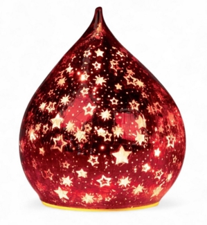 formano LED Dekolicht LED Deko Farbglas Tropfen Sterne Rot 16 cm Glasleuchte Weihnachten, LED fest integriert