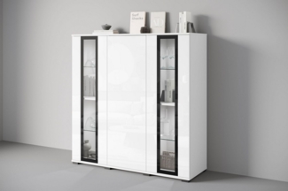INOSIGN Highboard Caro, modernes Design mit Glaseinsätzen, Breite 120 cm (1 St), grifflose Fronten mit Push-to-Open, höhenverstellbare Einlegeböden