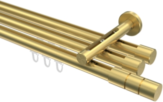 Innenlauf-Gardinenstangen-Set Siteno Elanto 120 cm, 3-läufig, 20 mm Ø Messing-Optik