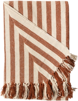 Decke Überwurf Gestreift 100% Baumwolle 130x180 cm Skandinavisch Goldbraun/Natur