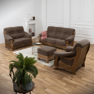 Sofa 2-Sitzer Katlin Bezug Flockstoff Eiche rustikal P43 / braun 22754