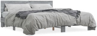 vidaXL Bettgestell Grau Sonoma 200x200 cm Holzwerkstoff und Metall 3280175