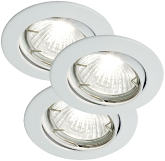 3er Set LED Einbaulampe, Metall, silber, rund, D 8 cm