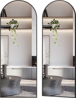 Boromal Spiegel Schwarz groß 150x50 140x40 Flurspiegel Bodenspiegel Metall Rahmen (Standspiegel Ganzkörperspiegel, Rund bogen), hochauflösend,explosionsgeschützt