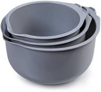 KONZEPT Rührschüssel Set 3-teilig aus Kunststoff – mit Ausgießer, anti-Rutsch-Boden, spülmaschinengeeignet,platzsparende Aufbewahrung
