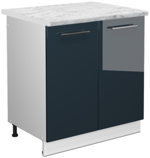 Spülenunterschrank Fame-Line Dunkelblau Hochglanz 80 cm , AP Marmor Vicco