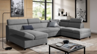 AX LIVING U Sofa mit Schlaffunktion Olettio 342 cm Grau R
