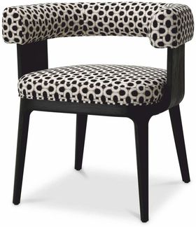 Casa Padrino Luxus Esszimmer Stuhl mit Armlehnen Weiß / Schwarz H. 73 cm - Esszimmer Möbel