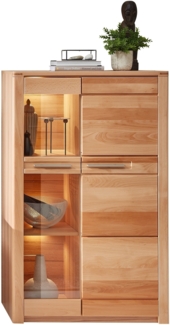 Stauraumvitrine >Nature One< 2 Türen, mit LED, FSC, Kernbuche teilmassiv - 85x137x40cm (B/H/T)