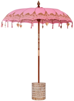 Balinesischer Sonnenschirm Rosa 180-190 cm Baumwolle, Massivholz 3356905