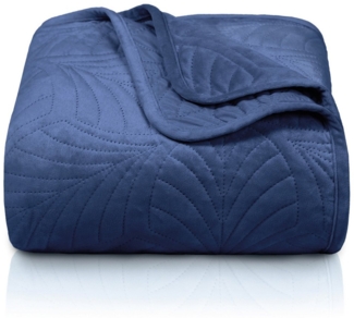 Gräfenstayn Tagesdecke Premium - Bettüberwurf mit Steppung & Blatt-Design, Warme Premium Tagesdecke
