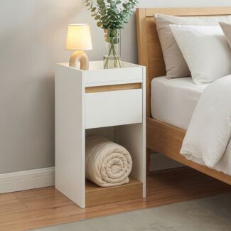 Nachttisch Lure 55 x 30 x 35 cm Weiß/Eicheoptik [en. casa]