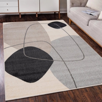 Mazovia Designteppich Modern Teppich Kurzflor Wohnzimmerteppich Japandi Scandi Beige Grau, 80 x 150 cm, Fußbodenheizung, Allergiker geeignet, Farbecht, Pflegeleicht