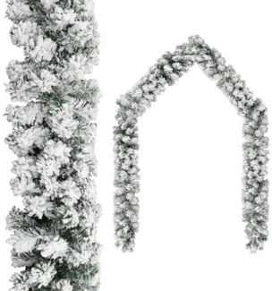 vidaXL Weihnachtsgirlande mit Schnee Grün 5 m PVC 320967