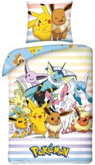 Halantex Bettwäsche Pokemon Pikachu - Bettwäsche-Set mit Wendemotiv, 135x200 & 80x80, Baumwolle, 100% Baumwolle