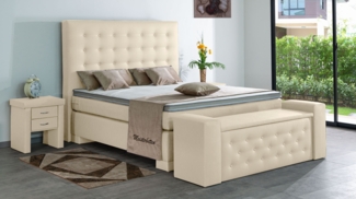 Meisterbetten Boxspringbett Kimm 180x220 in KL-Vanille, Matratzenbezug Nano, Ergoflex-Topper