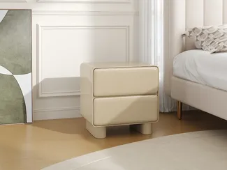 Vente-unique - AUNELA Nachttisch Holz, Platte Beige - B 42,5 cm x H 56,5 cm x L 56,5 cm