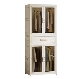 NUODWELL Kleiderschrank Faltbarer Kleiderschrank, Mobiler Schrank aus Kunststoff mit Rollen
