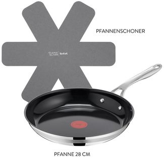 Tefal Bratpfanne Jamie Oliver Smart Cook, Edelstahl (Set, 2-tlg), Antihaftbeschichtete Keramikoberfläche, Thermo-Spot, Induktion
