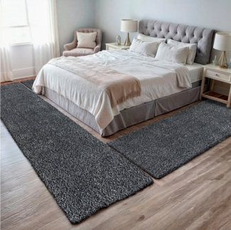 Myflair Möbel & Accessoires Hochflor-Bettumrandung My Shaggy, Höhe 37 mm, (3-tlg), Shaggy, Uni-Farben, leicht glänzend, extra flauschig, Läufer-Set