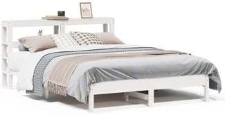 vidaXL Massivholzbett ohne Matratze Weiß 140x190 cm Kiefernholz 3306160