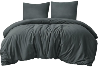 Bettwäsche Set 200x220 Grau Mikrofaser Reißverschluss 3tlg weich & bügelfrei