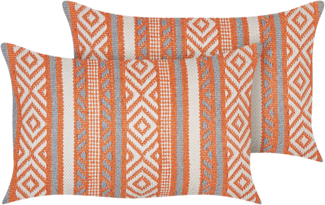 Kissen 2er Set Geometrisches Muster INULA Baumwolle 30 x 50 cm Orange