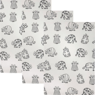 Kracht Geschirrtuch Geschirrtuch "Katzenreihe" 3er-Pack, Halbleinen Motiv
