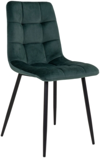 Esszimmerstuhl, Samt, dunkelgrün, schwarze Beine, HN1006