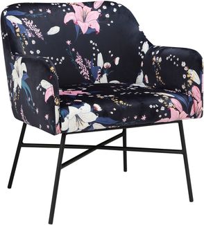 Stuhl >Kaj< in Blau, Samt/Metall - 64x76x62cm (BxHxT)