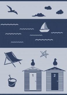 ROSS Geschirrtuch, maritim, Strandidylle mit Strandhäusern