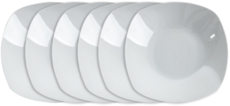 Home4You Suppenteller, Weiß, Porzellan, 22x22 cm, Eckig, (6 St), Spülmaschinengeeignet, Mikrowellengeeignet